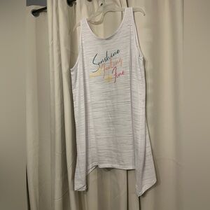 Women’s White Sleeveless Coverup with Multicolor Text